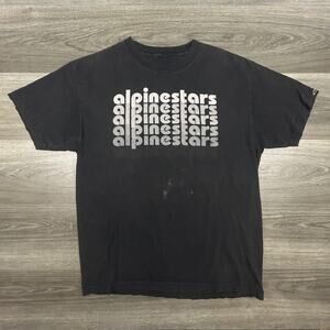 Vintage Alpinestars Shirt Mens Large Black Faded Logo Racing Motocross Tee Y2K